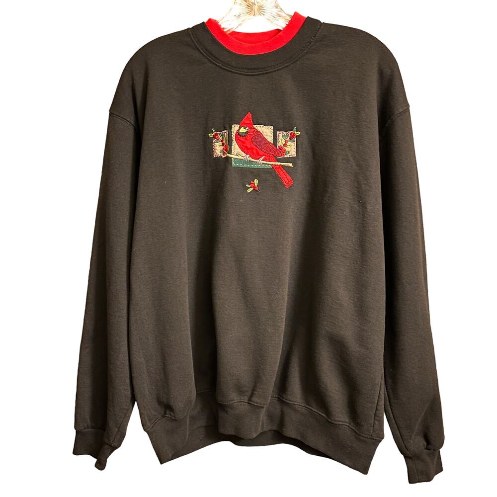 Top Stitch Vintage Embroidered Red Cardinal Crewneck Grandmacore Sweatshirt